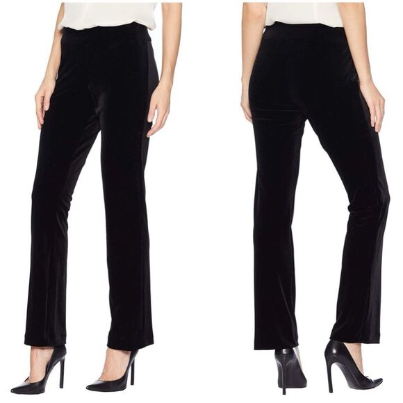 Krazy Larry Long Velvet Pull-On Pants in Black Velvet - Picture 1 of 7